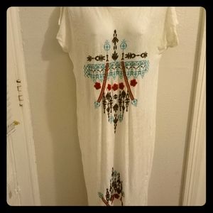 Johhny Was White Embroidered Linen Dress Xtra Smal